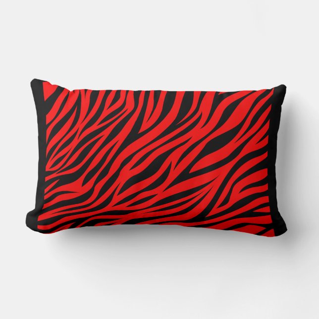 Almofada Lombar Red Black Zebra Stripe Impressão (Frente)