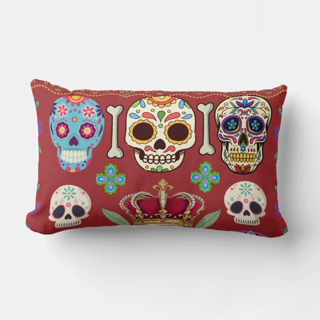 Almofada Lombar Red Cushion - Gothic - skull and bones (Frente)