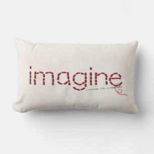 Almofada Lombar Red Imagine texto stitch com agulha
