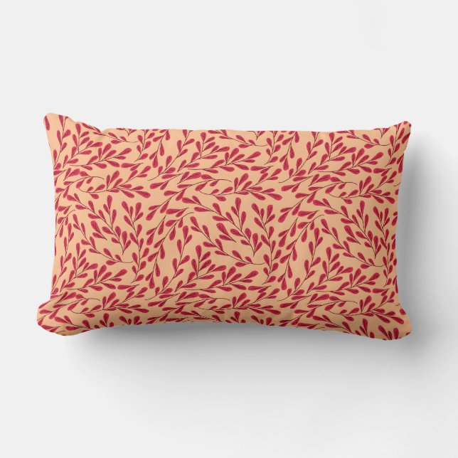 Almofada Lombar  Red Leafy Branches Seamless Pattern (Frente)