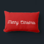 Almofada Lombar Red Merry Christmas ou Add Your Text Minimalist<br><div class="desc">Você pode mudar o texto ou manter "Feliz Natal" neste Natal vermelho e branco,  cores minimalistas e travesseiro inspirado no texto. A parte de trás do travesseiro é um vermelho sólido sem texto.</div>