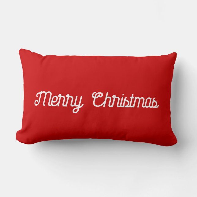 Almofada Lombar Red Merry Christmas ou Add Your Text Minimalist (Frente)
