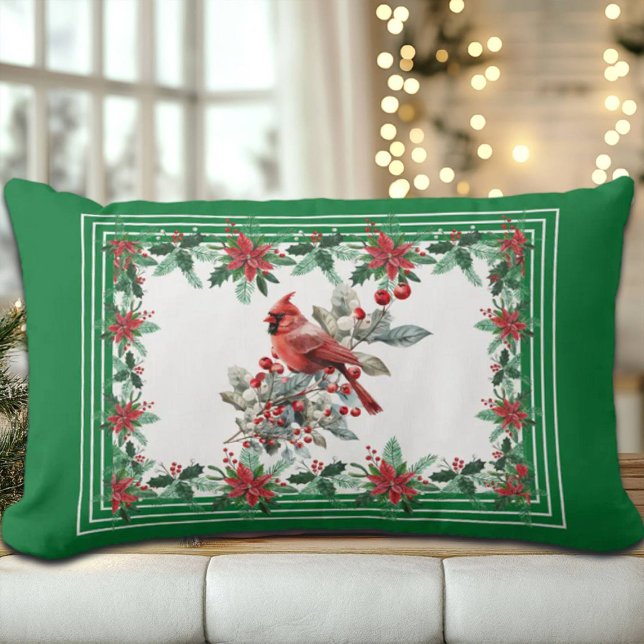 Almofada Lombar Red Mockingbird Poinsettia Green (Criador carregado)