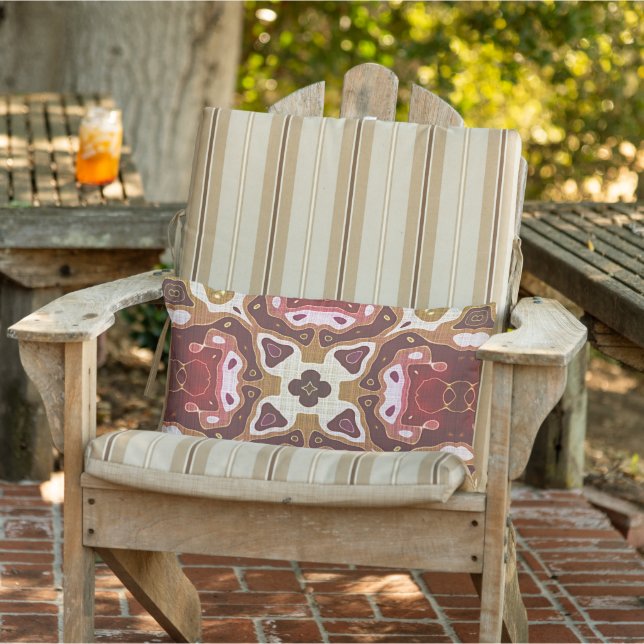 Almofada Lombar Red Ochre Mostard Yellow Taupe Brown Tribal Art (Cadeira)