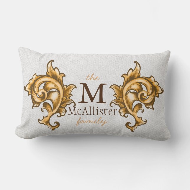 Almofada Lombar Regal Dourado Leaf Laurels (Frente)