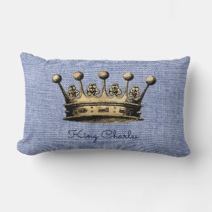 Almofada Lombar Rei Nome Personalizado Decoração Dourada Real