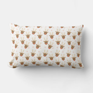 Almofada Lombar Reindeer Bonito Patter Flocos de Neve Laranja