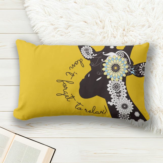 Almofada Lombar Relaxe - Girafa Amarela Divertida e Funky (Criador carregado)