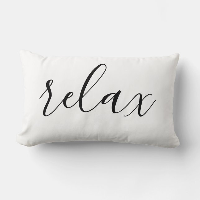 Almofada Lombar Relaxe o design mínimo branco preto (Frente)