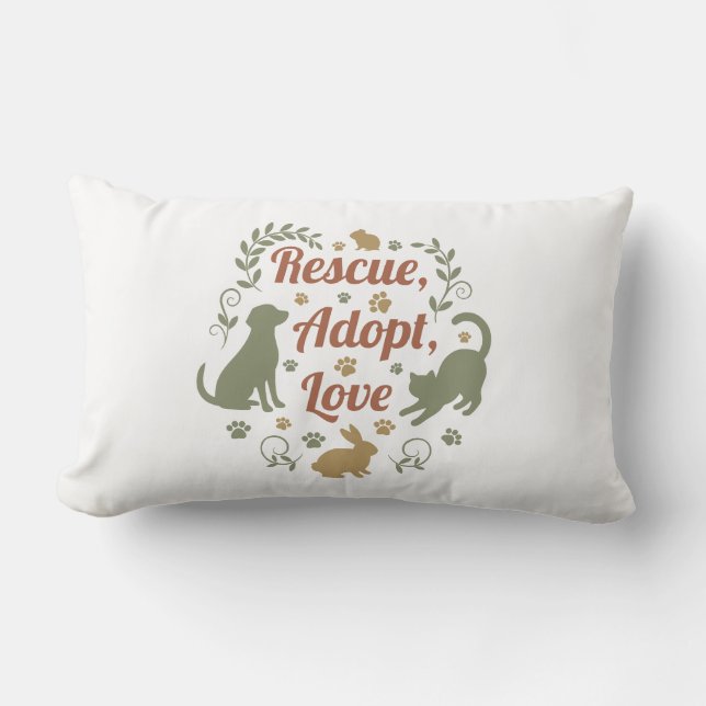 Almofada Lombar Rescue, Adopt, Love (Frente)