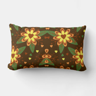 Almofada Lombar Retro daisy Floral Heart Pattern, Vintage Brown O