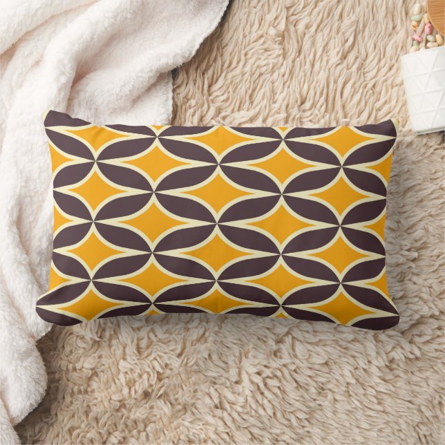 Almofada Lombar Retro geometric pattern yellow and brown leaf (Cobertor)