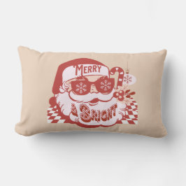 Almofada Lombar Retro Papai Noel Alegre e Brilhante Groovy 