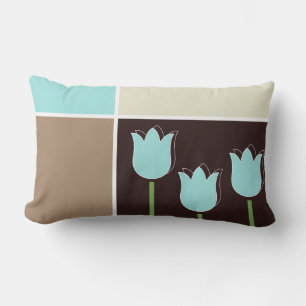 Almofada Lombar Robins Ovo Tulipas Azuis Forma Geométrica Creme Ca