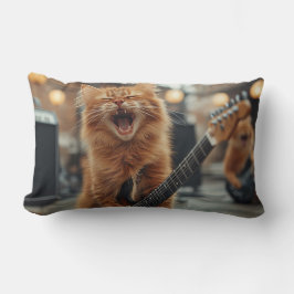 Almofada Lombar Rock N Roll Ginger Guitar Cat Rockstar