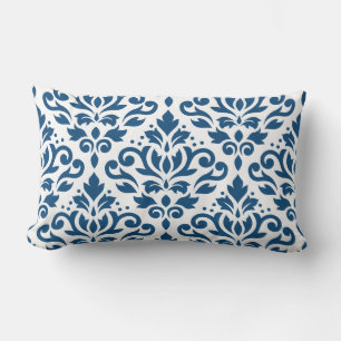 Almofada Lombar Rolar Damasco 2Way Lg Ptn Dk Azul & Branco