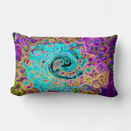 Almofada Lombar Rolha de Abstrato com Retro Líquido Azul-Aqua Azul