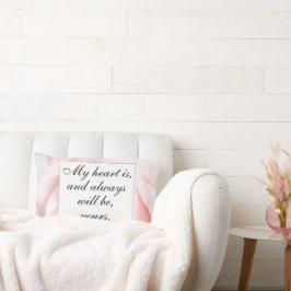 Almofada Lombar Romântico Rosa Pálido Floral Citação de Amor de Ja