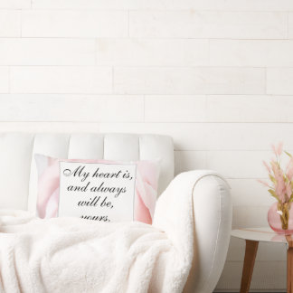 Almofada Lombar Romântico Rosa Pálido Floral Citação de Amor de Ja