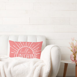 Almofada Lombar Rosa Coral Simples Moderno Olá Sol