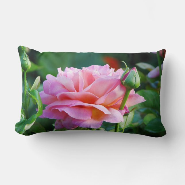 Almofada Lombar Rosa de chá inglês do jardim (Frente)