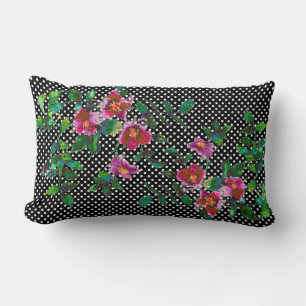 Almofada Lombar Rosa de safra-preto/branco-pontos-poca