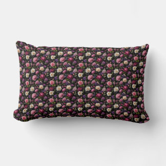 Almofada Lombar Rosa de Veludo Preto