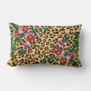 Almofada Lombar Rosa de Vintage - impressão-leopardo