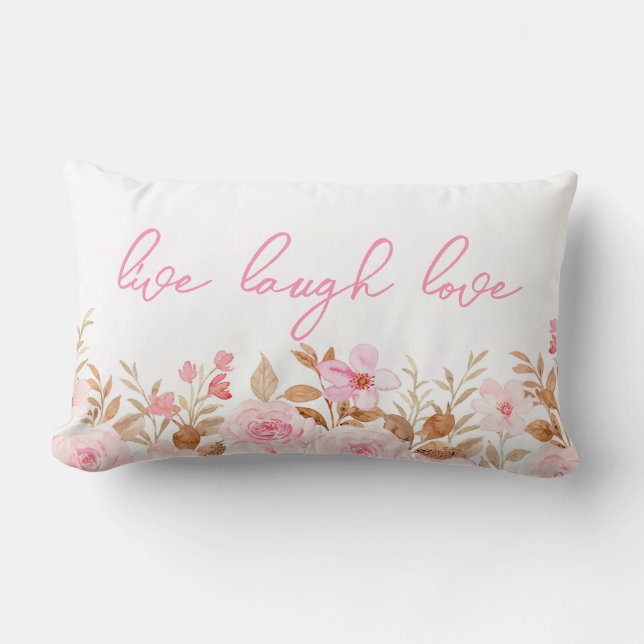 Almofada Lombar Rosa Live Laugh Love (Frente)