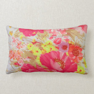 Almofada Lombar Rosa quente e descanso floral amarelo