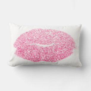 Almofada Lombar Rosa Rosa Rosa Rosa Rosa Lábios Brilhante Beijo Ma