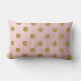 Almofada Lombar Rosa Suave Dourado Brilho Glam Pontos Cute