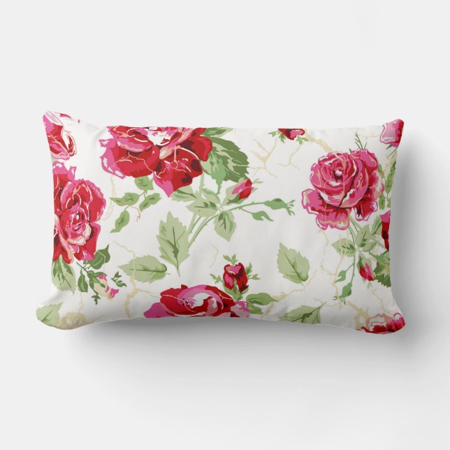 Almofada Lombar Rosa vermelha com travesseiro lombar impressão de  (Frente)