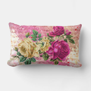Almofada Lombar Rosas de Vintage Creme Rosa