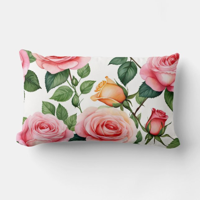 Almofada Lombar Rosas rosa e amarelas (Frente)