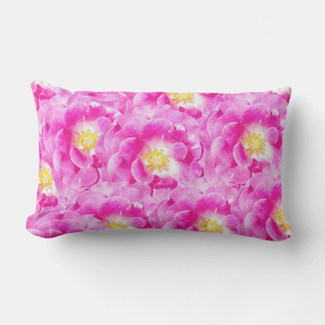 Almofada Lombar Rosas rosa padrão floral (Frente)