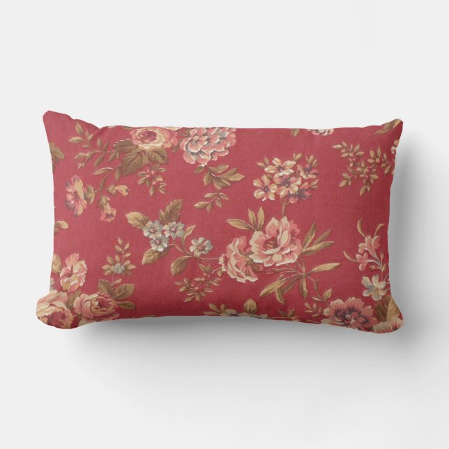 Almofada Lombar Rosas rosas vermelha femininos elegantes de Brown (Frente)