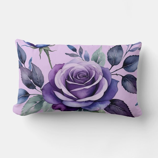 Almofada Lombar Rosas roxas com azul (Frente)