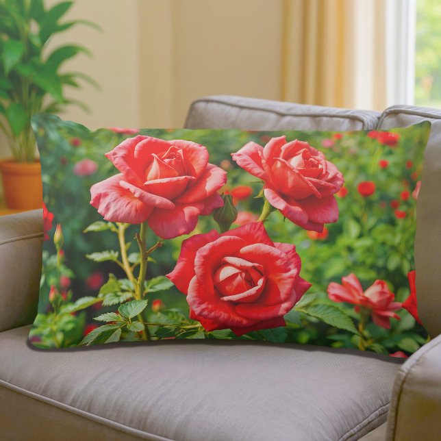 Almofada Lombar Rosas Vermelhas (Lumbar pillow with red roses)