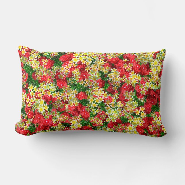 Almofada Lombar Rosas vermelhas E Frangipanis, Cushion Lombar (Frente)