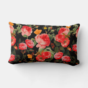 Almofada Lombar ROSAS VERMELHAS E MANTEIRAS AMARELAS Pretas