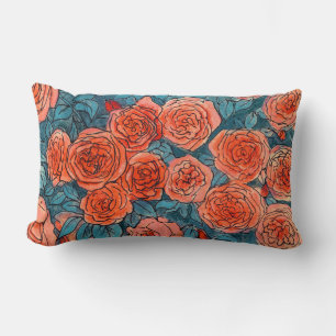 Almofada Lombar Rosas vermelhas, Flores de Verão de Rosa de Jardim