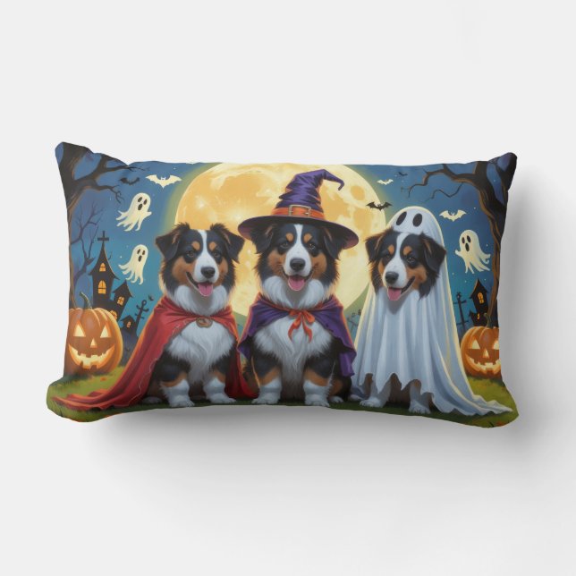 Almofada Lombar Rough Collie Dogs Pumpkin Halloween Engraçado (Frente)
