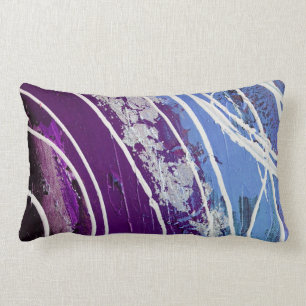 Almofada Lombar Roxo e arte abstracta pintada azul