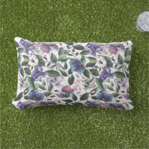Almofada Lombar Roxo e Azul Hydrangea Floral