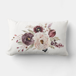 Almofada Lombar Roxo Marrom Branco Floral Elegante Flor