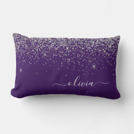 Almofada Lombar Roxo Silver Glitter Girly Monographic Nome