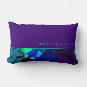 Almofada Lombar Roxo Turquesa & Azul Geométrico Abstrato   Nome