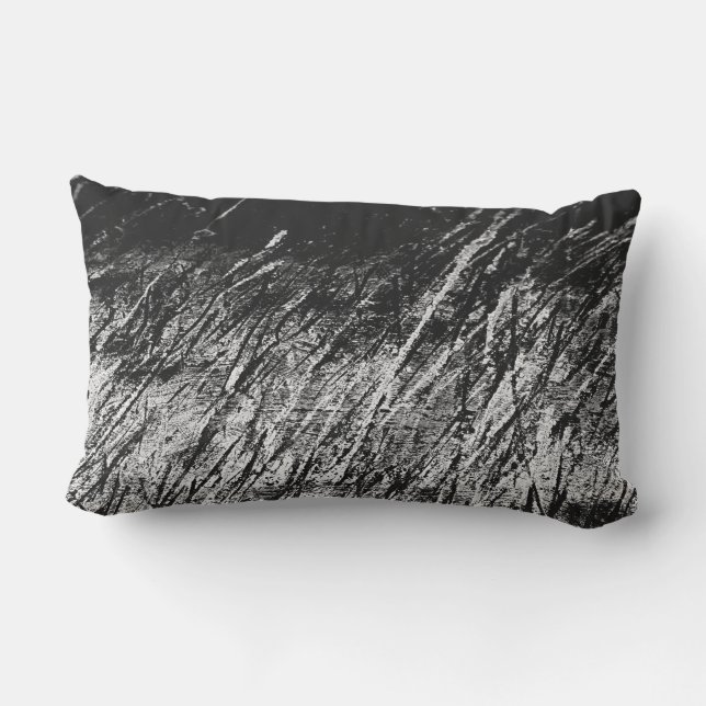 Almofada Lombar Ruído branco de abstrato Art preto e branco (Verso)