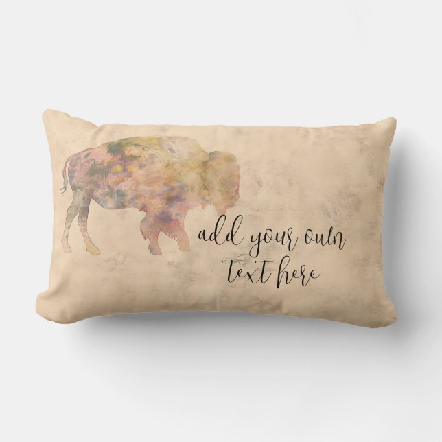 Almofada Lombar rustic adicione seu próprio texto bison art shades (Frente)